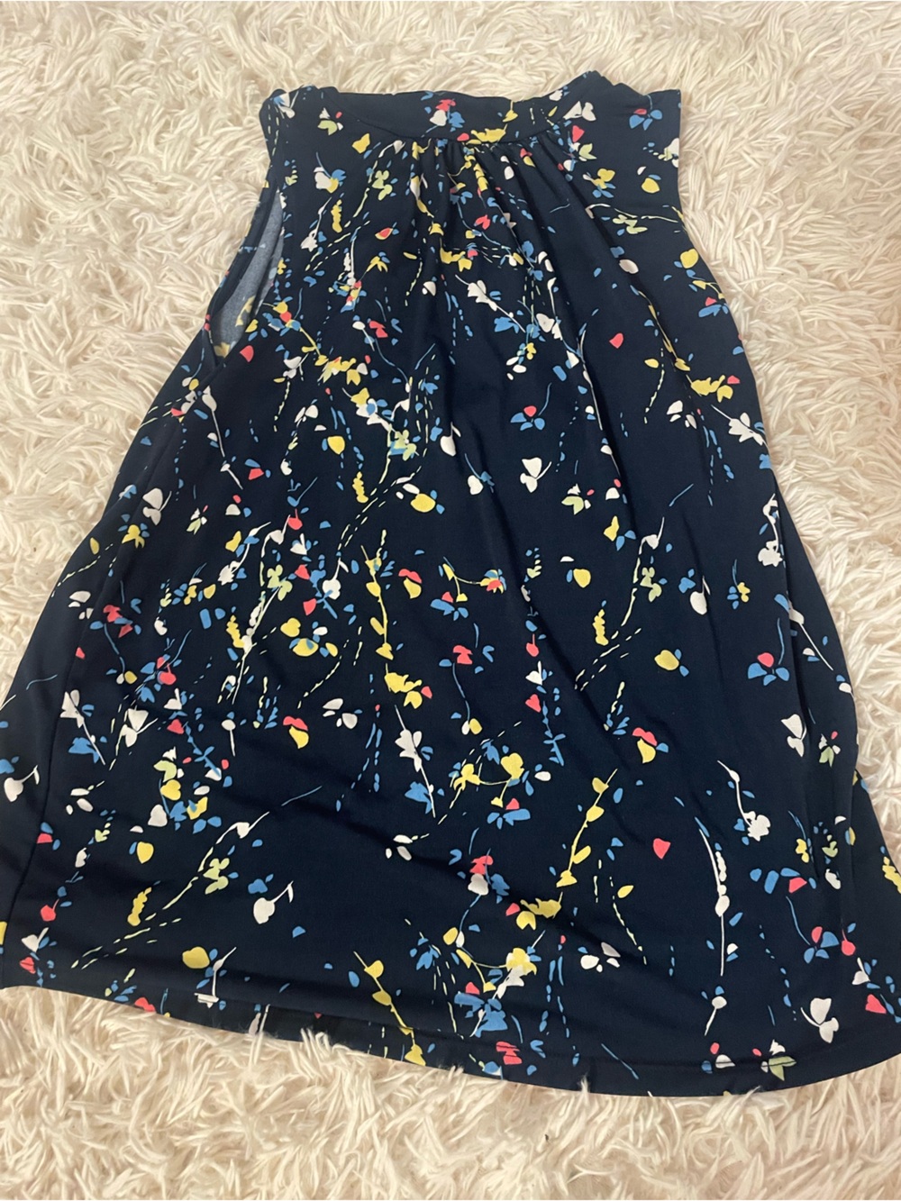 Banana Republic Navy Floral-Print A-Line Skirt